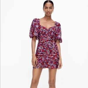 Zara NWT  Multicolor Floral Draped Ruched Mini Dress Sz S